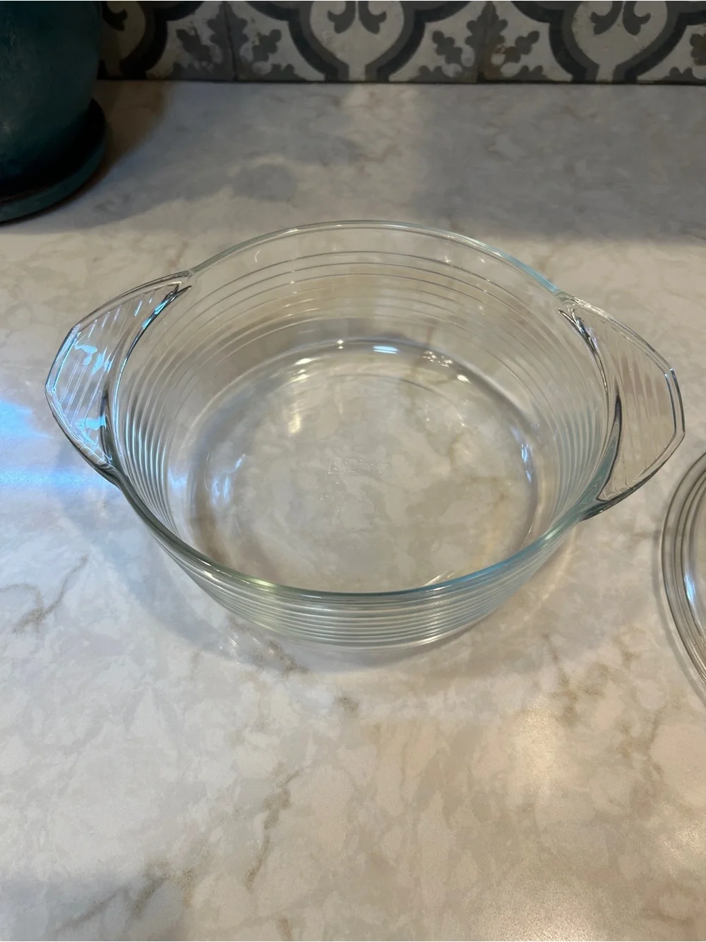 1990s Vintage Libbey Ribbed Glass Lidded Casserole Baking Dish- EUC